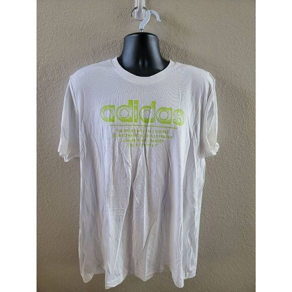Adidas Men's White Sprinkle Logo Graphic Short Sleeve Cotton Tee Size XL - Picture 1 of 5